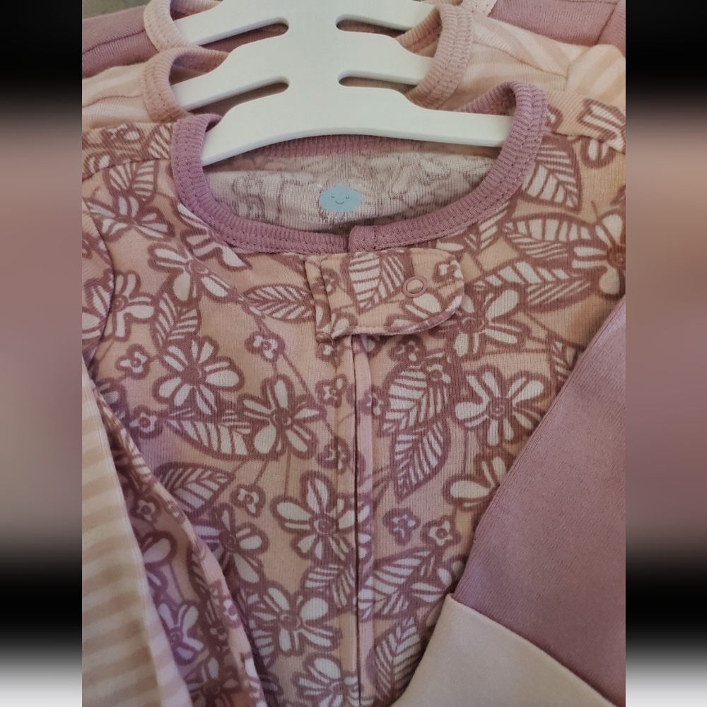 3pk 6-9m Footed Onesies - Picture 2 of 3